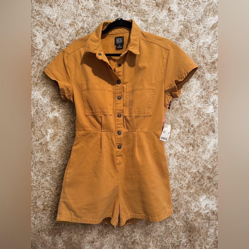 Urban Outfitters Tan Button-Up Jumpsuit